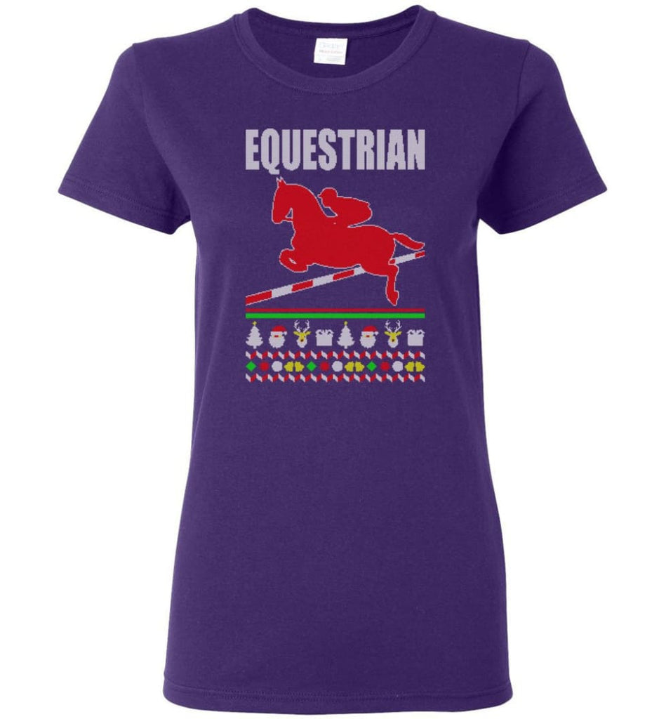 Equestrian Ugly Christmas Sweater Women Tee - Purple / M