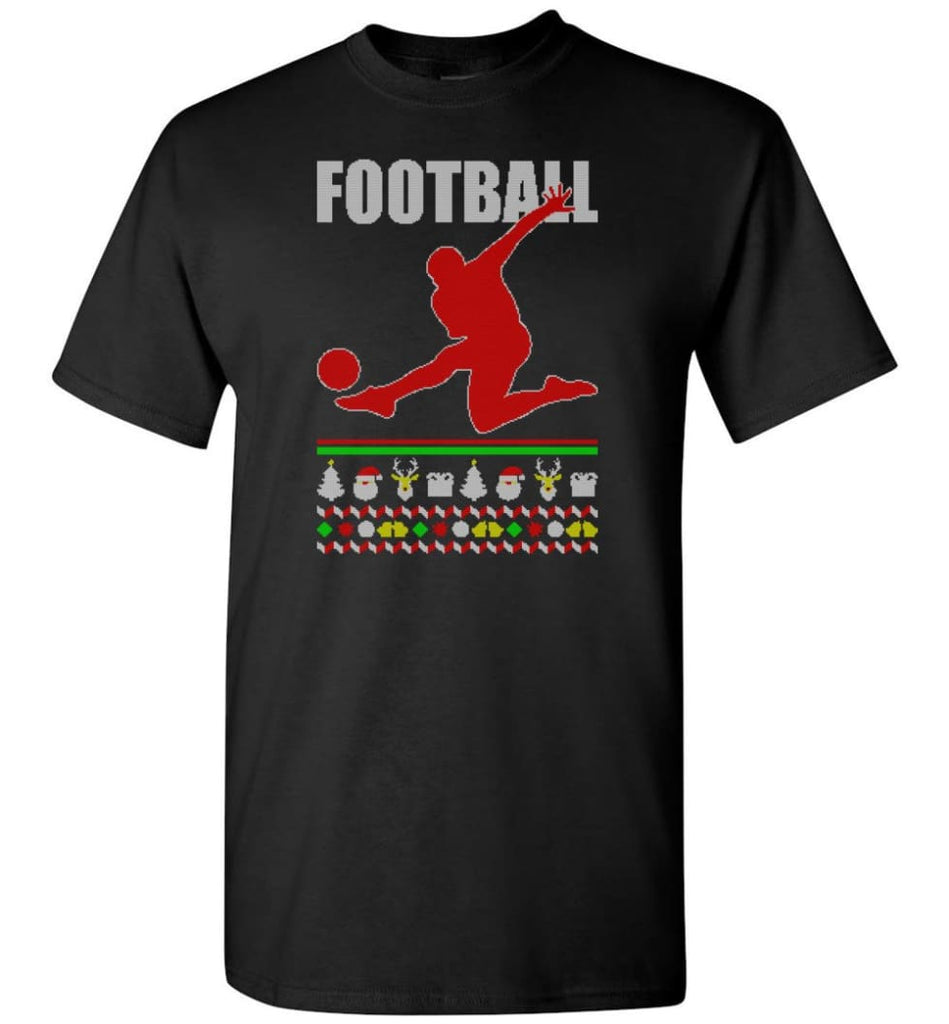 Football Ugly Christmas Sweater - Short Sleeve T-Shirt - Black / S