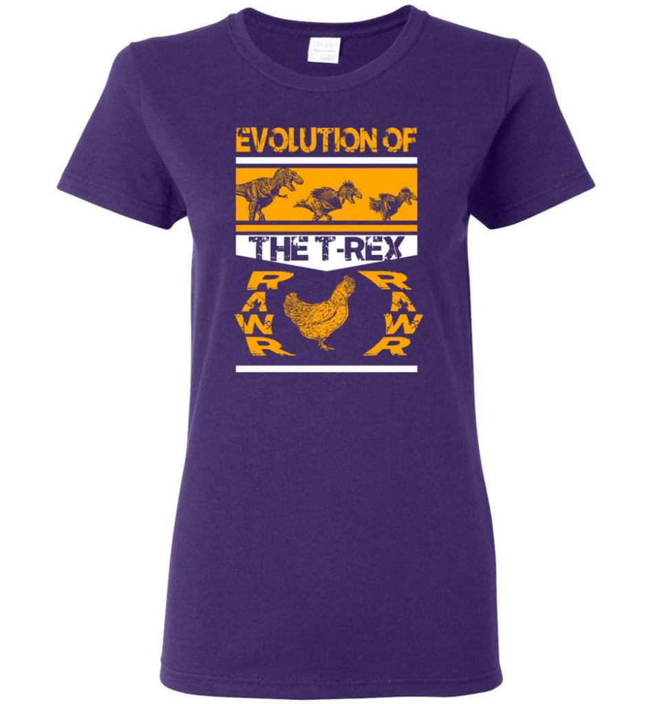 Funny Dinosaur Shirt Evolution Of The T Rex Rawr Chicken Women Tee - Purple / M