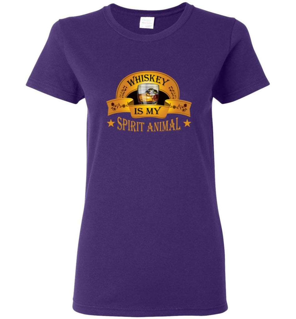 Funny Drinking Wine T shirt Whiskey Is My Spirit Animal Women Tee - Purple / M