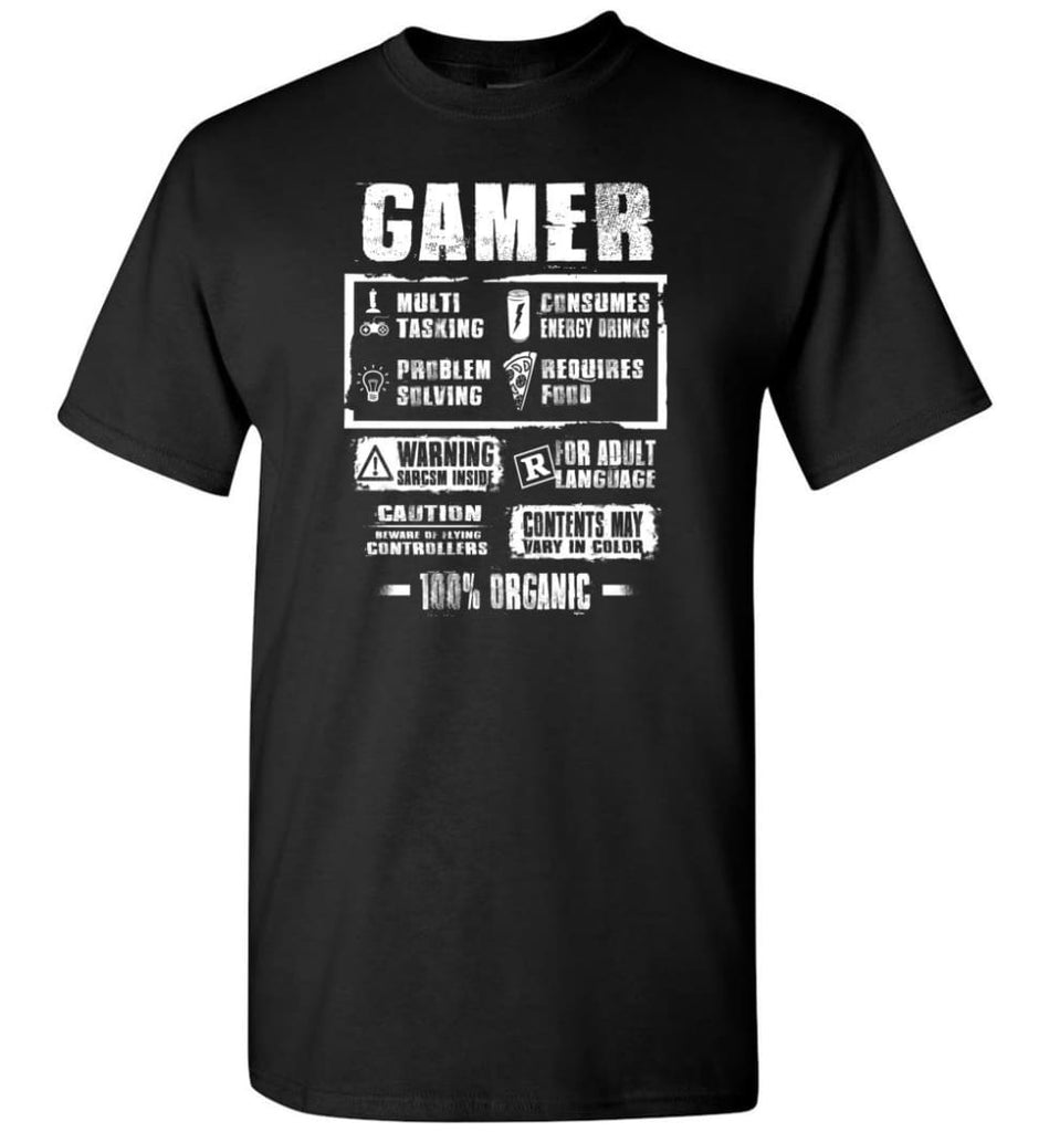 Funny Gamer Label Shirt Funny Gift For Who Love Video Game Gamers Gaming Addicted T-Shirt - Black / S