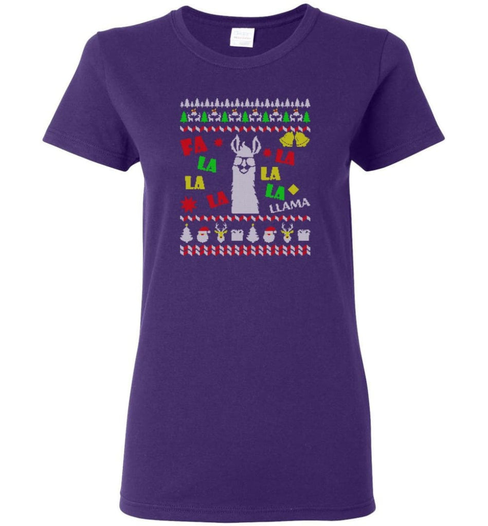 Funny Llama Ugly Christmas Sweater Llama Christmas Gift Hoodie Llamas Xmas Women’s Shirts - Purple / M