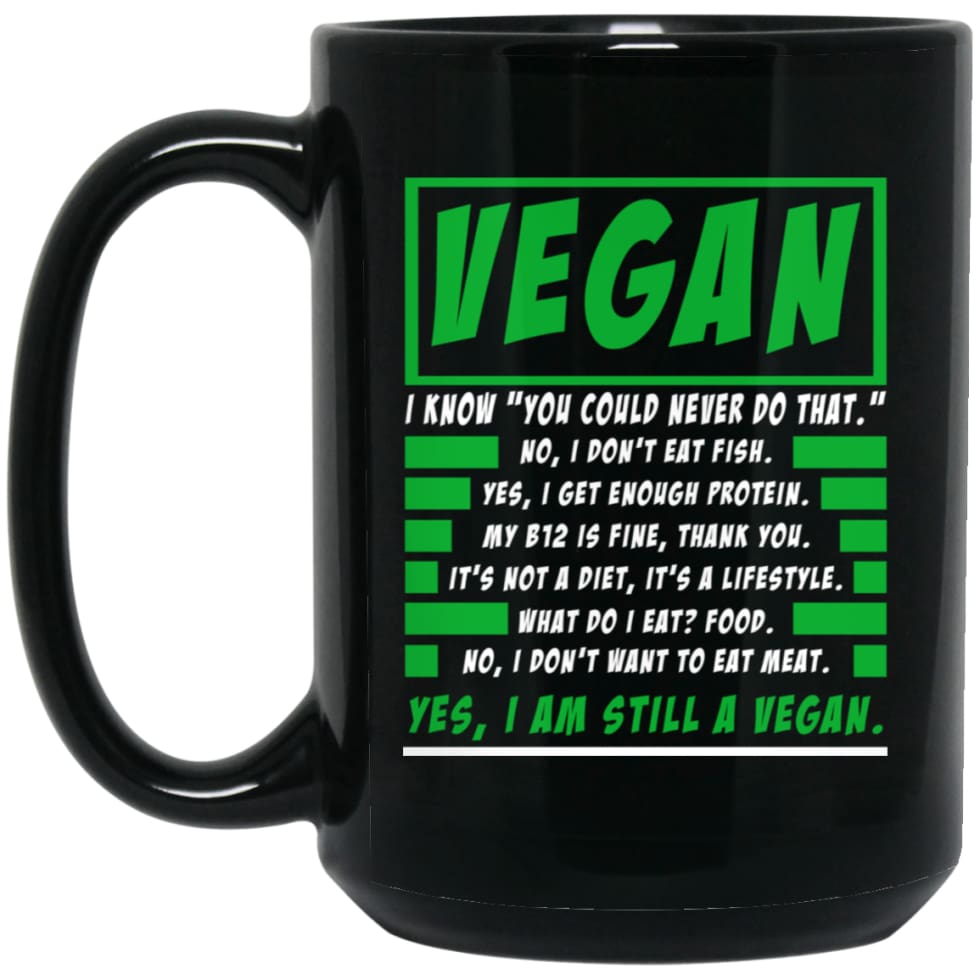 Funny Vegan Defination Noun Know You Could Never Do That 15 oz Black Mug - Black / One Size - Drinkware