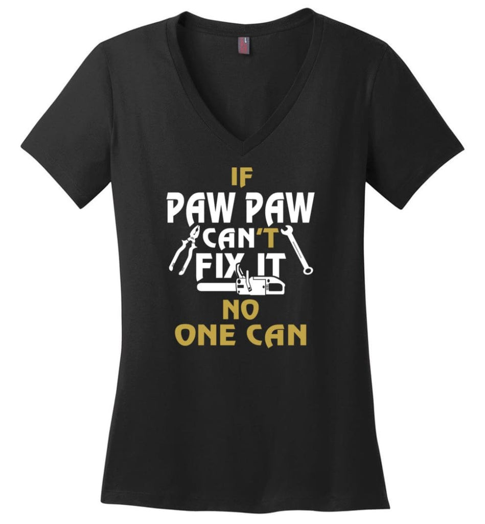 Gift Shirt For Papa Called Papa Call Grandfather Ladies V-Neck - Black / M