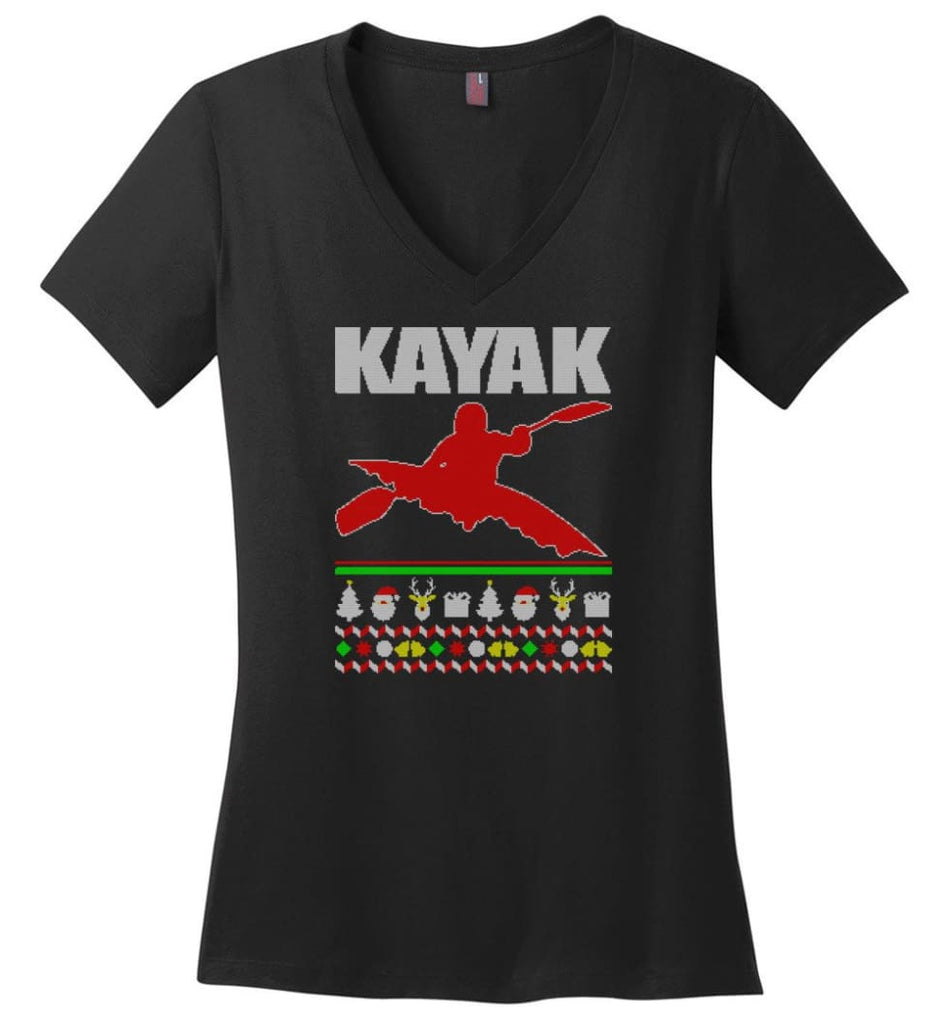 Golf Ugly Christmas Sweater Ladies V-Neck - Black / M