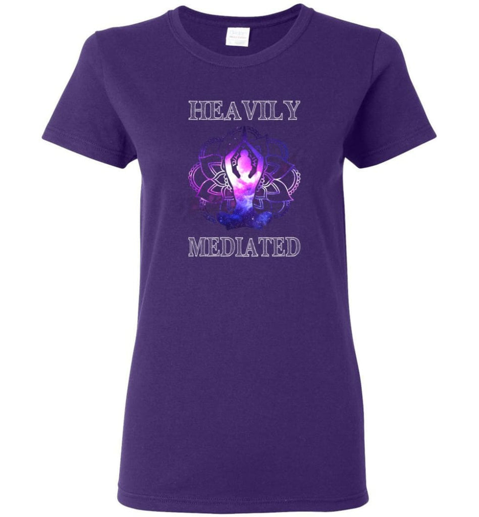 Heavily Meditated Spiritual Buddha Yoga Shirt Love Meditation Women Tee - Purple / M