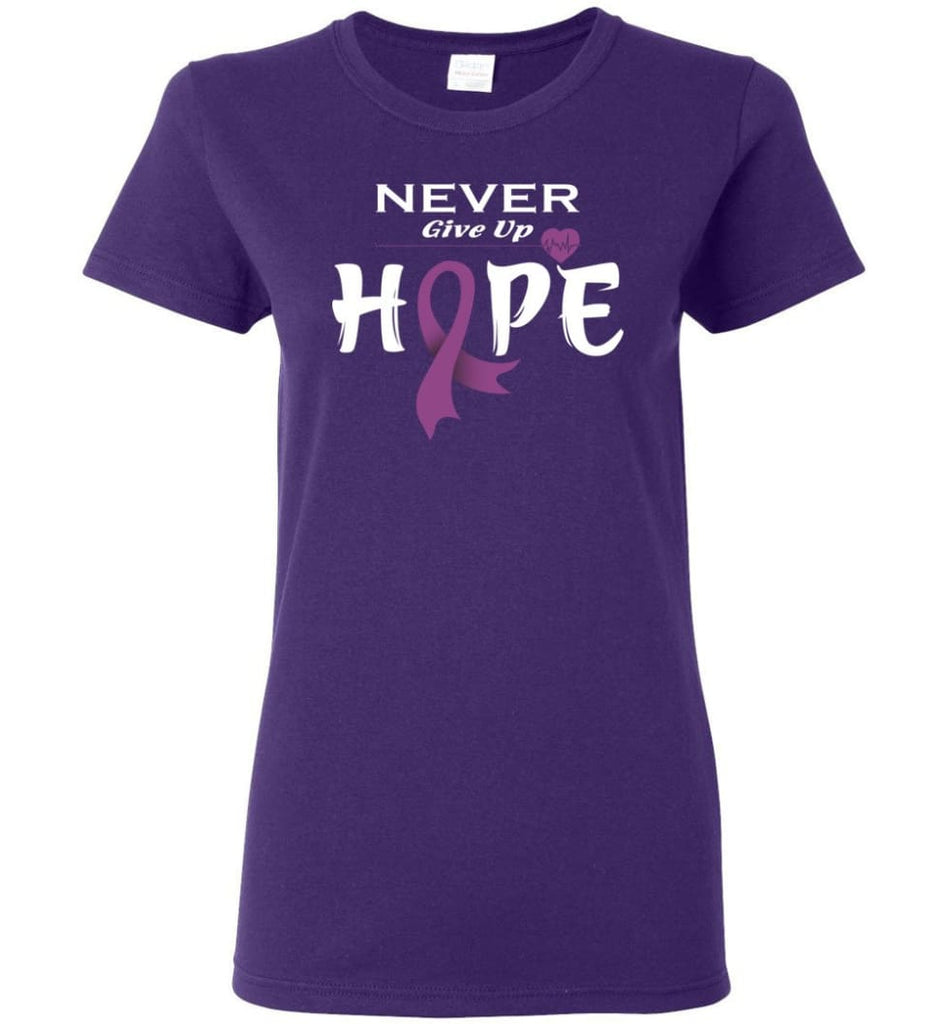 Honors Caregivers Cancer Awareness Never Give Up Hope Women Tee - Purple / M