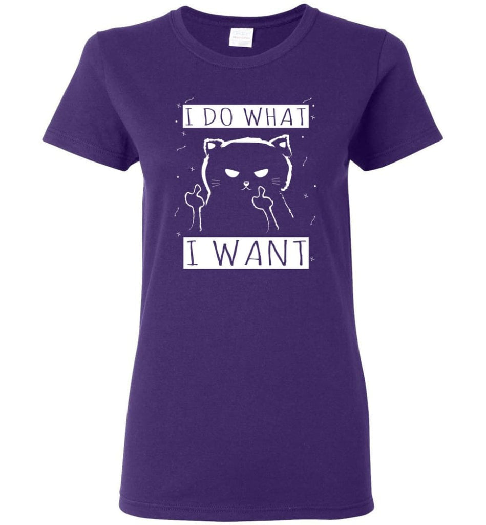 I Do What I Want Funny Cat Shirt Cat Lover Cute Gift Women Tee - Purple / M