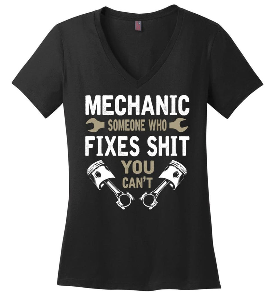 I Love My Mechanic Best Mechanic shirt Ladies V-Neck - Black / M