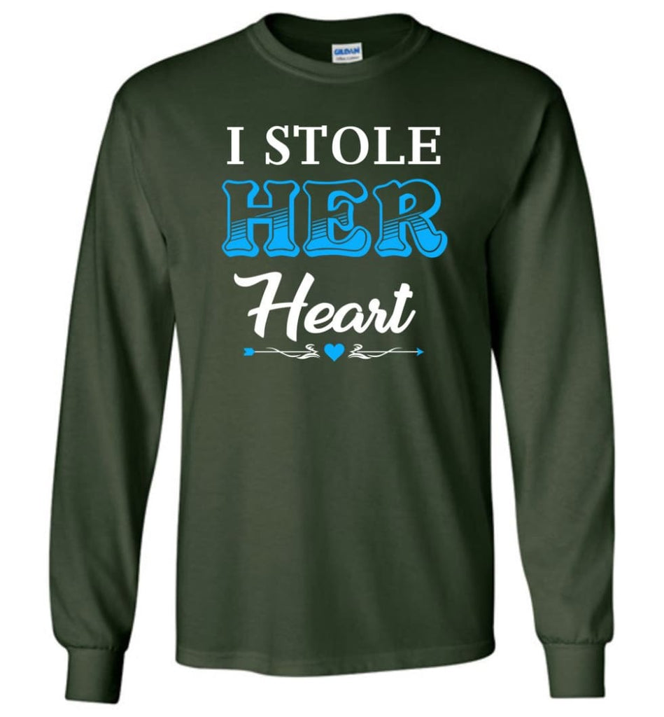 I Stole Her Heart So... I’m Stealing His Last Name #1 - Long Sleeve T-Shirt - Forest Green / M