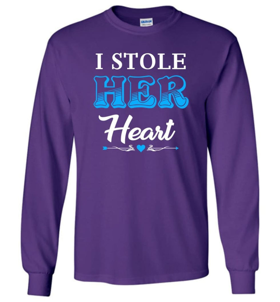 I Stole Her Heart So... I’m Stealing His Last Name #1 - Long Sleeve T-Shirt - Purple / M