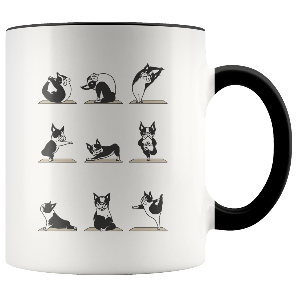 Funny Boston Terrier Yoga Pose Dog Lover Yoga Meditation Gift Premium Accent Mug