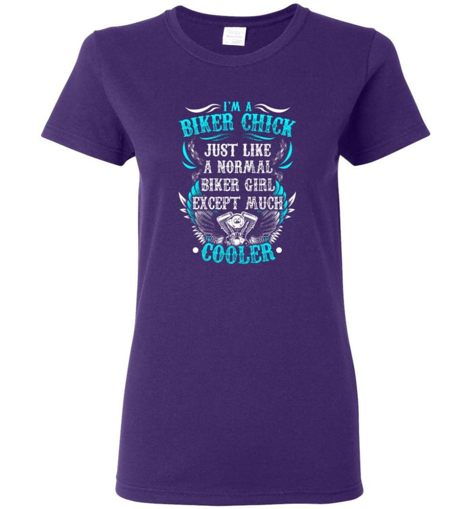 I’m A Biker Chick Biker Girls Shirt Women Tee - Purple / M
