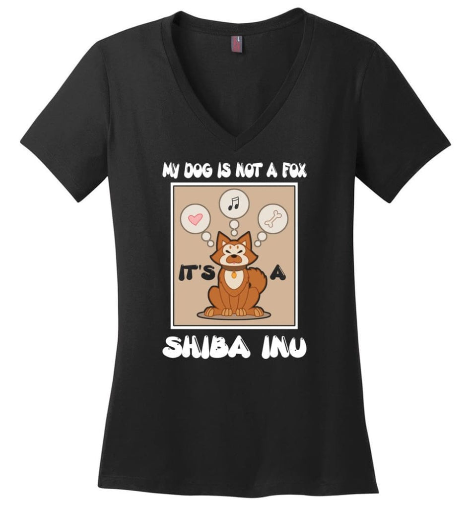 Its A Shiba Inu Shirt Fox Dog Funny Love Shiba Inu Gift Ladies V Neck - Black / M - womens apparel