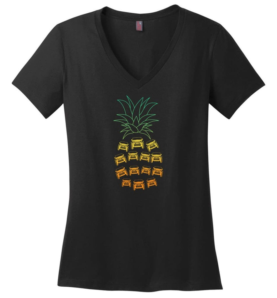 Jeep Sunflower Jeep with a decor Sunflower print - Ladies V-Neck - Black / M - Ladies V-Neck