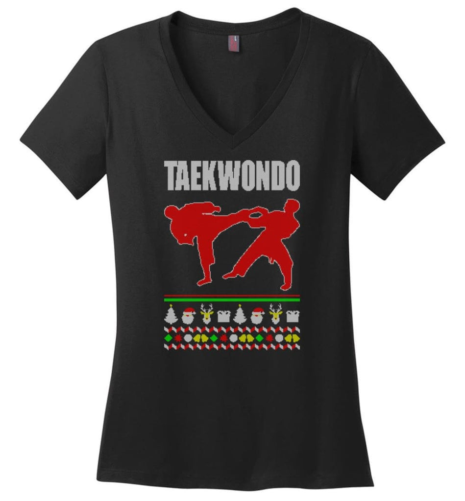 Kayak Ugly Christmas Sweater Ladies V-Neck - Black / M