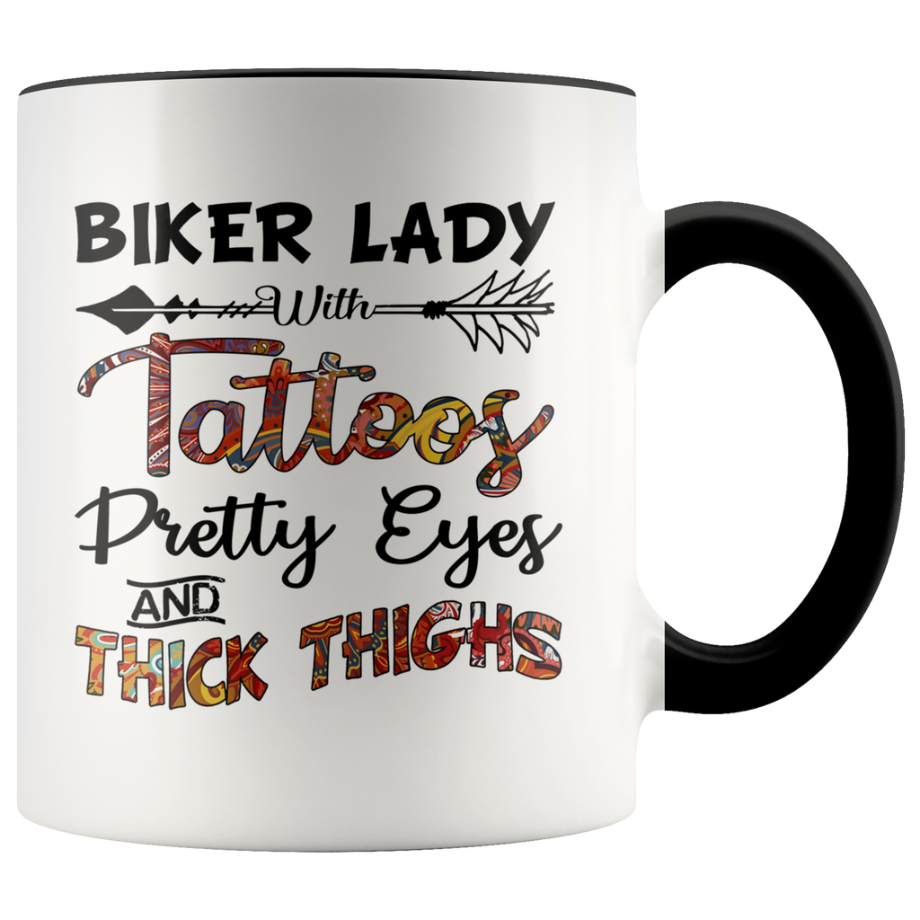 Biker Lady With Tattoos Pretty Eyes And Thick Thighs Premium Accent Mug