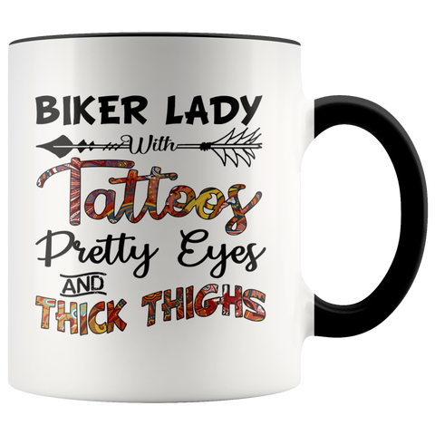 Biker Lady With Tattoos Pretty Eyes And Thick Thighs Premium Accent Mug