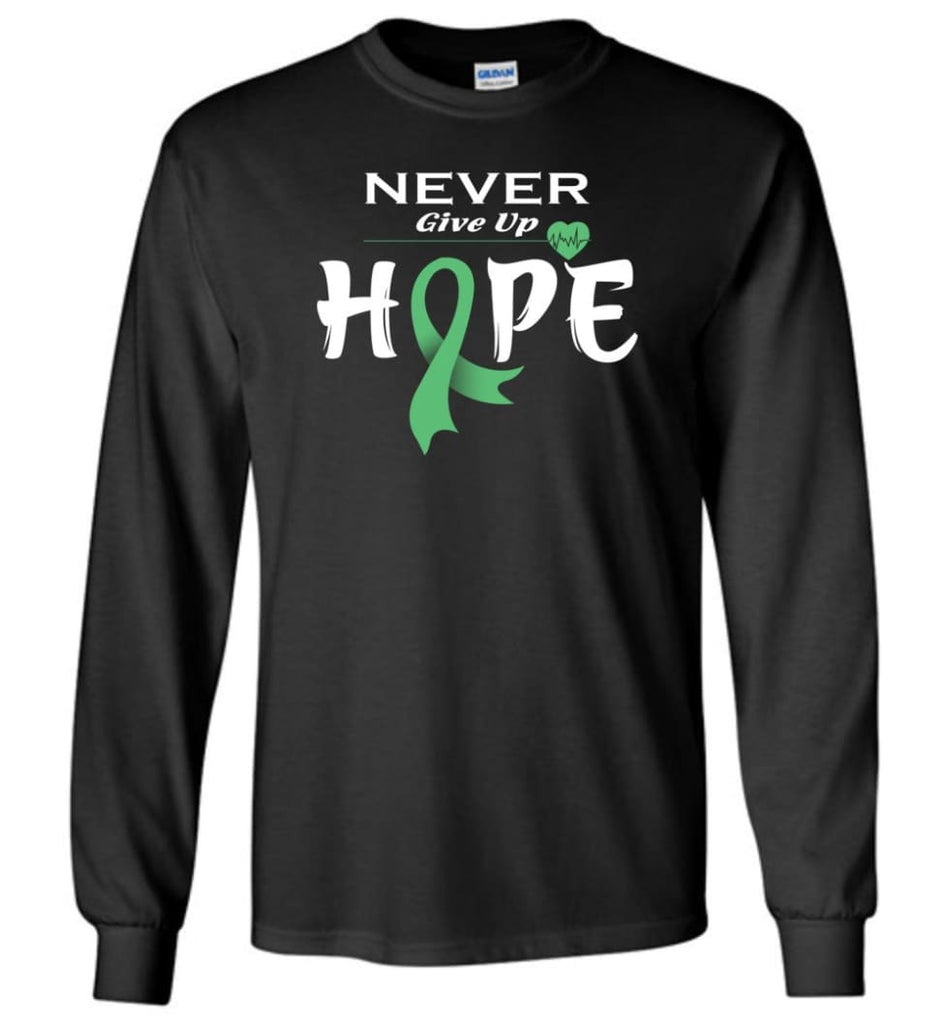 Liver Cancer Awareness Never Give Up Hope Long Sleeve T-Shirt - Black / M