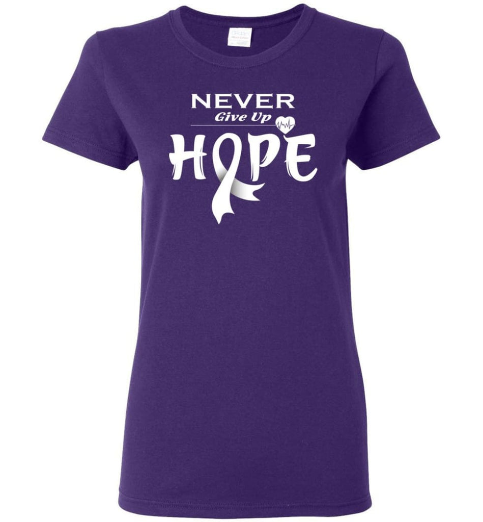 Lung Cancer Awareness Never Give Up Hope Women Tee - Purple / S