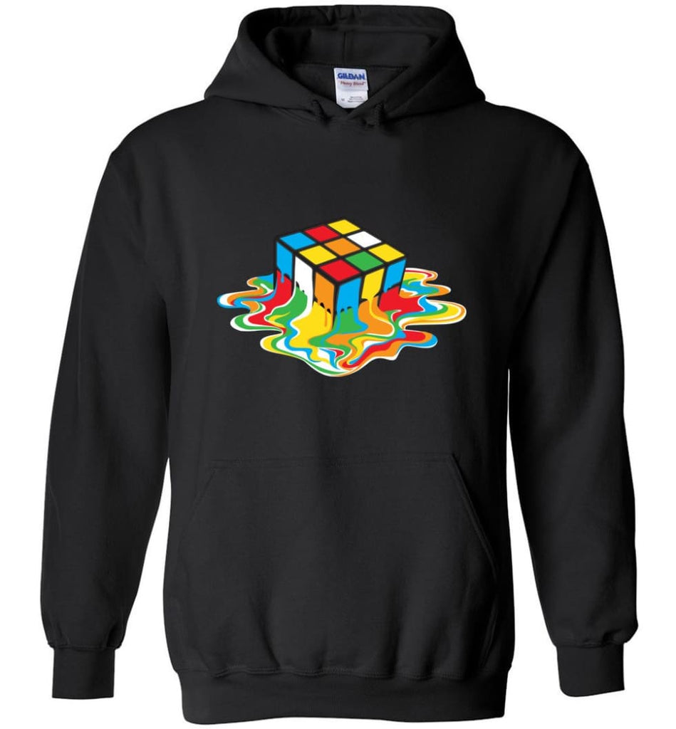 Melting Cube Shirt Rubiks Cube Shirt Rubiks Cube Melting - Hoodie - Black / M