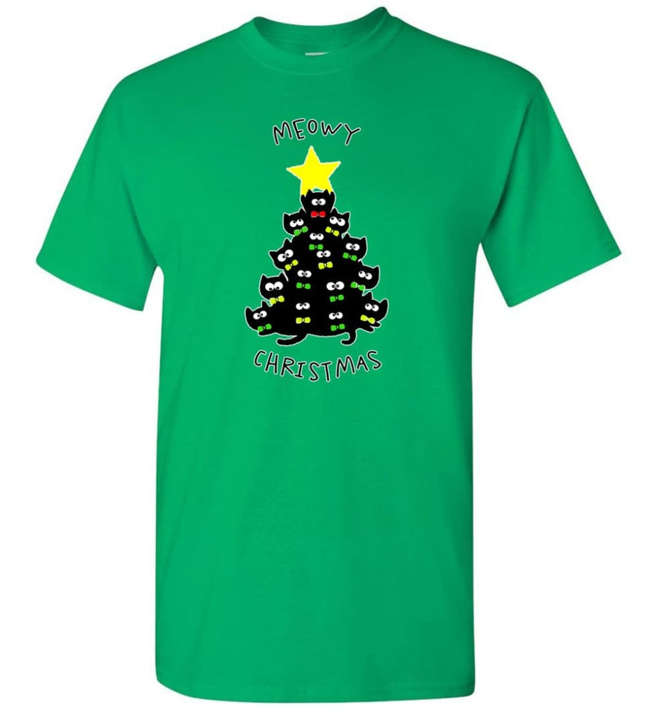 Meowy Christmas Sweatshirt Merry Meowy Xmas Gift For Cat Lovers T-Shirt - Irish Green / S