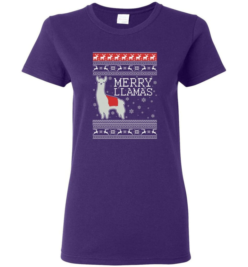 Merry Llamas Holiday Sweatshirt Merry Llamas Christmas Sweater for Men and Women Christmas Sweater Party Gifts - Women