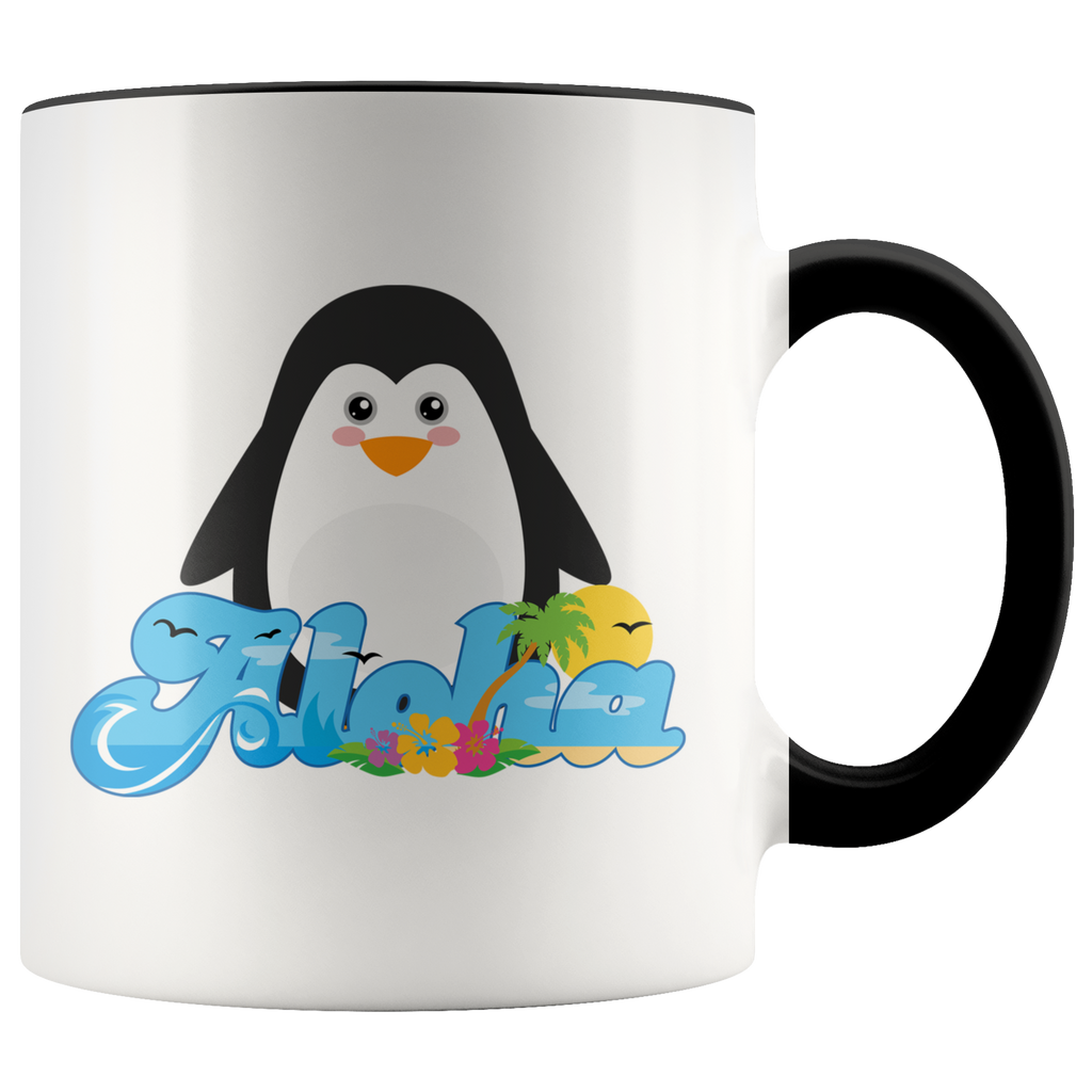 Aloha Penguin Animal Gift Cute Kids Hawaiian Premium Accent Mug