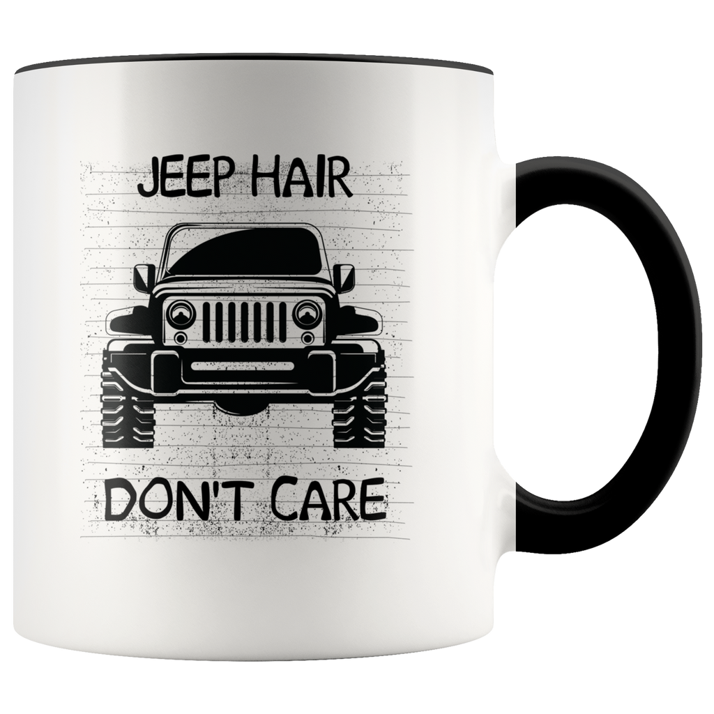 Jeep Hair Don't Care Funny Windy Driving Jeepin Gift Premium Accent Mug