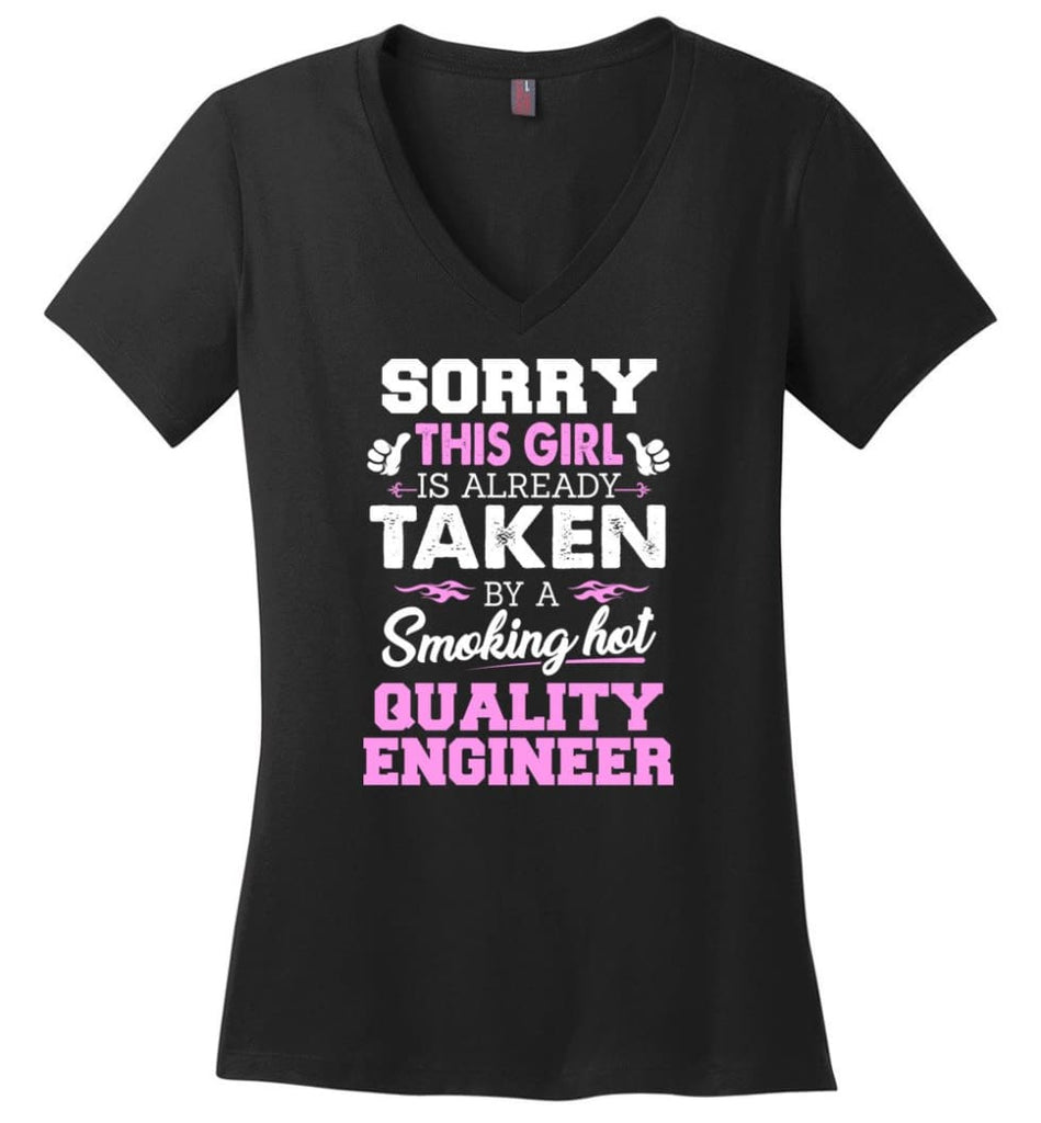 Project Engineer Shirt Cool Gift for Girlfriend Wife or Lover Ladies V-Neck - Black / M - 8
