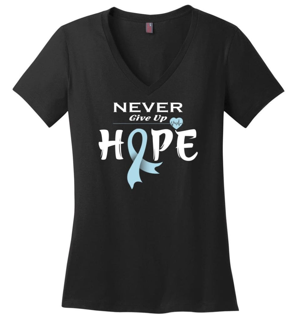 Prostate Cancer Awareness Never Give Up Hope Ladies V-Neck - Black / M