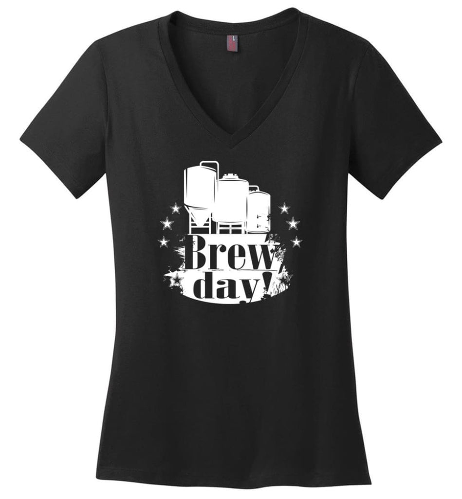 Shirt For Brewmasters Brew Day Craft Beer Love Brewing - Ladies V-Neck - Black / M