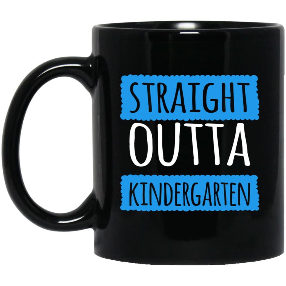 Straight Outta Kindergarten Funny Shirt Vintage Kids Graduation 11 oz Black Mug - Black / One Size - Drinkware