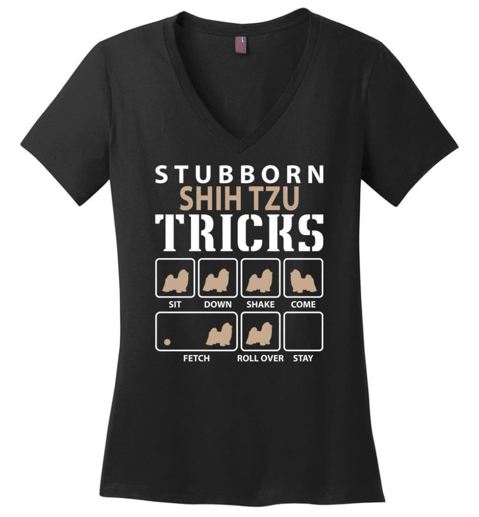 Stubborn Saint Bernard Tricks Funny Saint Bernard Ladies V-Neck - Black / M