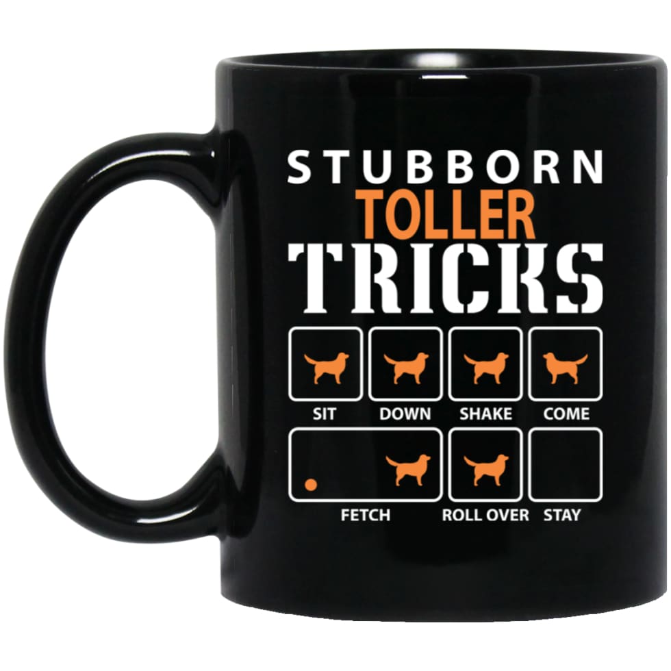 Stubborn Toller Tricks Funny Dog Gift 11 oz Black Mug - Black / One Size - Drinkware
