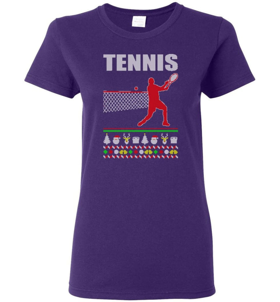 Tennis Ugly Christmas Sweater Women Tee - Purple / S