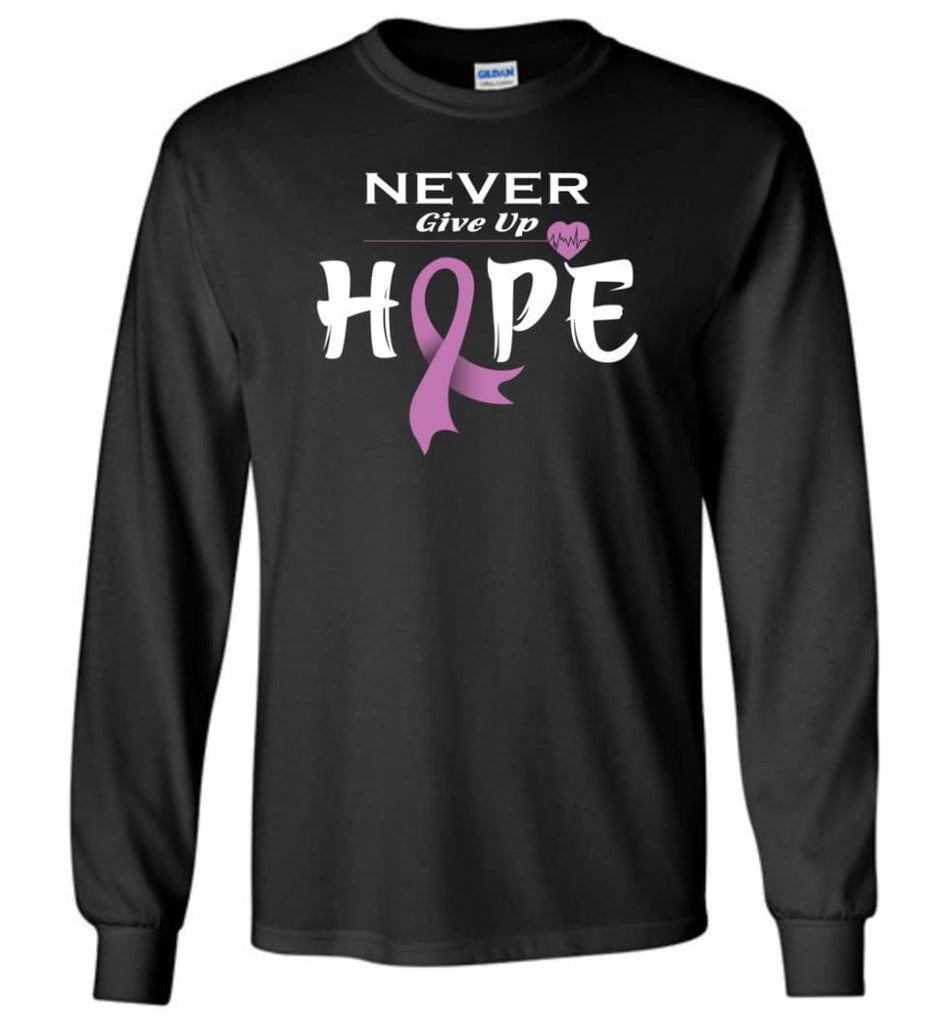 Testicular Cancer Awareness Never Give Up Hope Long Sleeve T-Shirt - Black / M