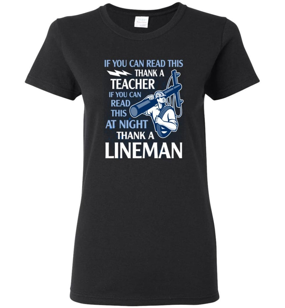 Thank A Lineman Shirt Electrical Lineman Hoodies Lineman Sweatshirts - Women T-shirt - Black / M