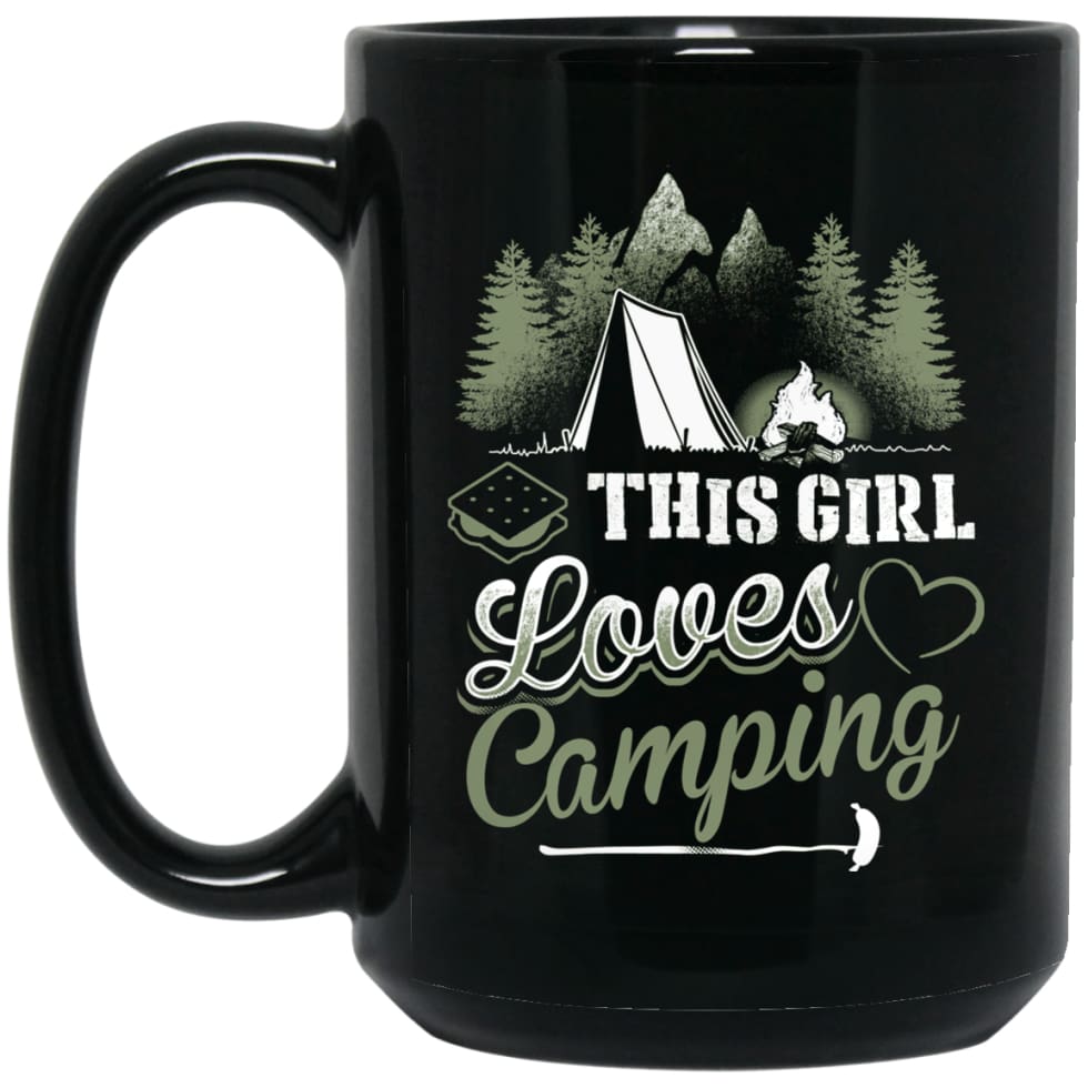 This Girl Lover Camping Funny Happy Gift for Camper 15 oz Black Mug - Black / One Size - Drinkware