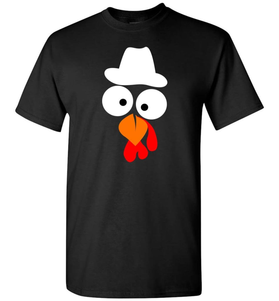 Turkey Face Cowboy Thanksgiving Gifts T-Shirt - Black / S