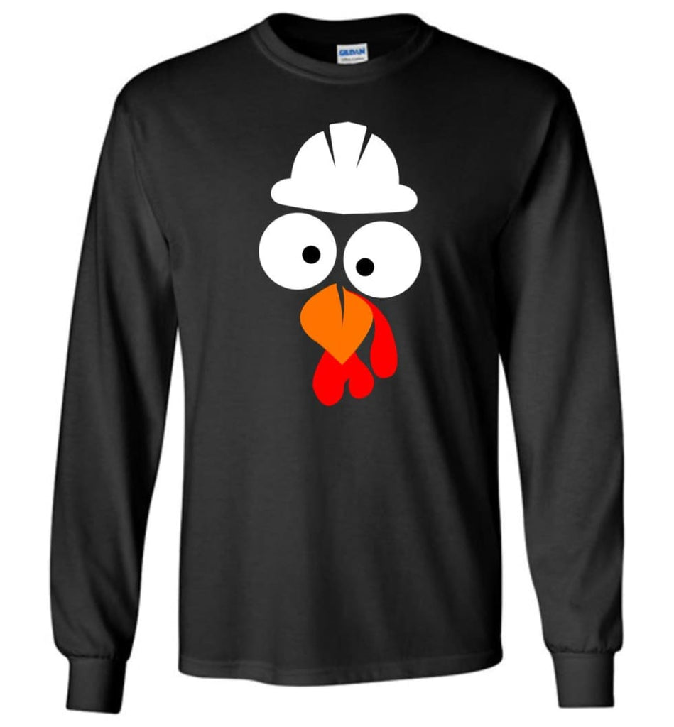Turkey Face Ironworker Thanksgiving Gifts Long Sleeve T-Shirt - Black / M