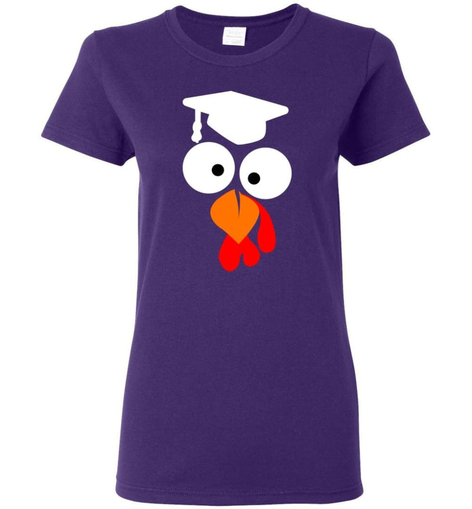 Turkey Face Teacher Thanksgiving Gifts Women Tee - Purple / M