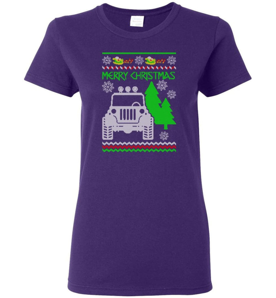 Ugly Christmas Jeep Sweater Jeep Sweatshirt Gift for Jeep Lover Women’s jeep shirt - Purple / M