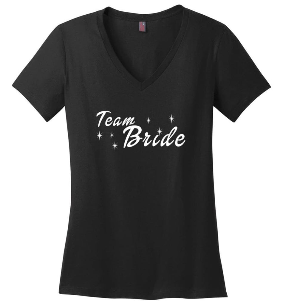Wedding Gift Shirt Bachelorette Party Team Bride Ladies V Neck - Black / M - womens apparel