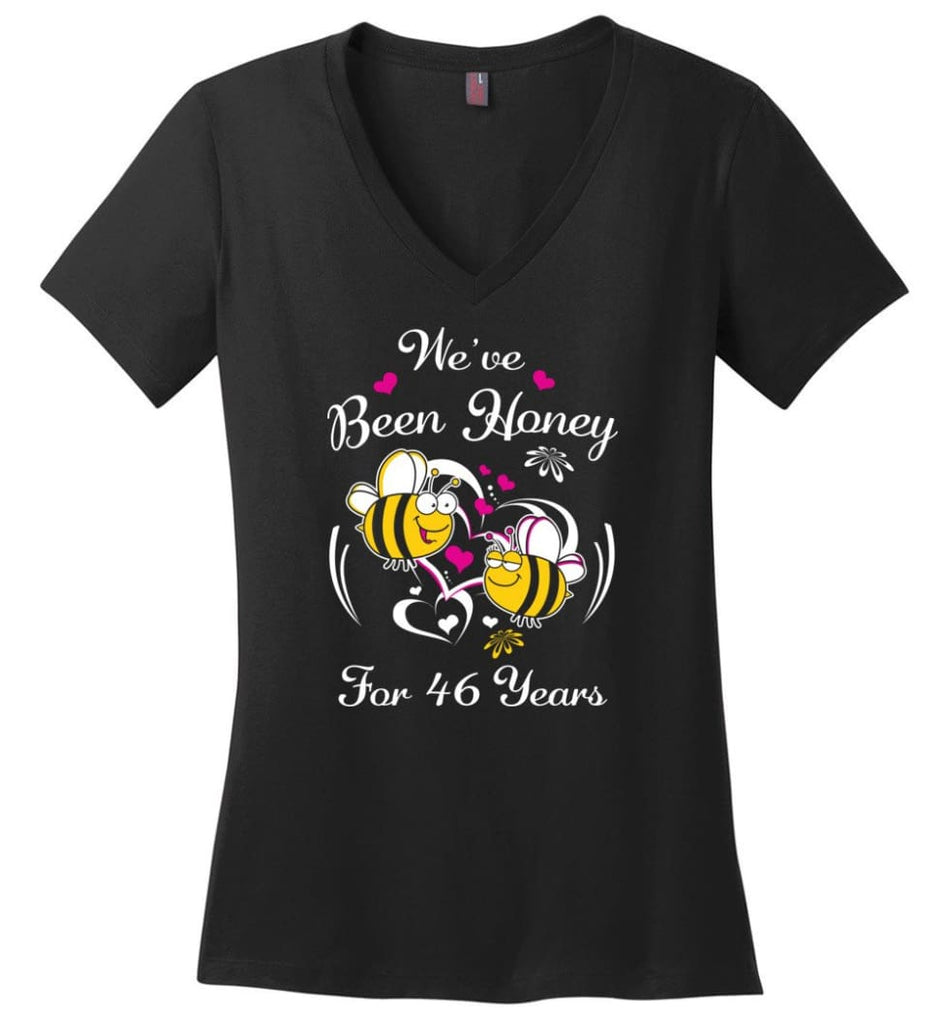 We’ve Been Honey For 43 Years Wedding Anniversary Ladies V-Neck - Black / M