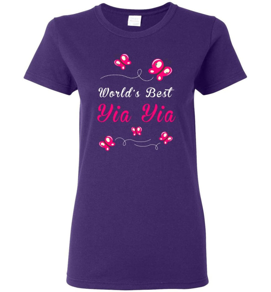 World Best yia Yia Grandma Mom Gift Women Tee - Purple / M
