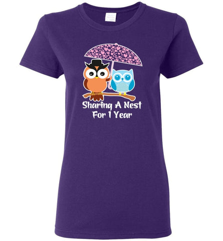 1 Year Wedding Anniversary Gifts Valentine’s Day Women T-Shirt - Purple / M