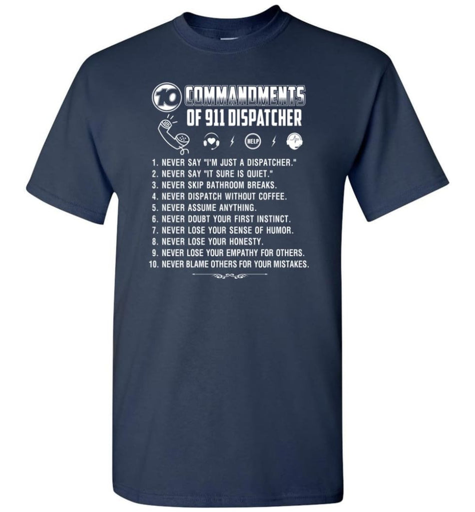 10 Commandments Of 911 Dispatcher T-Shirt - Navy / S