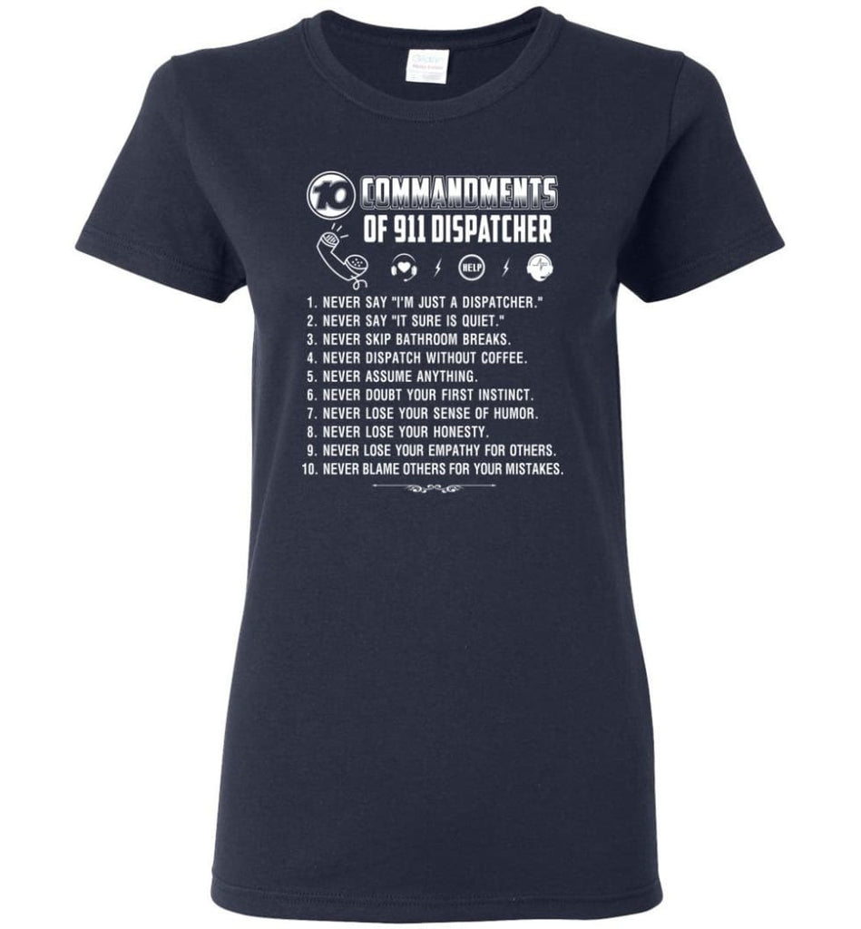 10 Commandments Of 911 Dispatcher Women T-Shirt - Navy / M