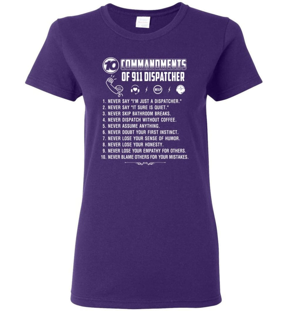 10 Commandments Of 911 Dispatcher Women T-Shirt - Purple / M
